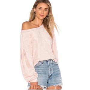 We the Free Blush Pink Crushed Velvet Milan Top size XS